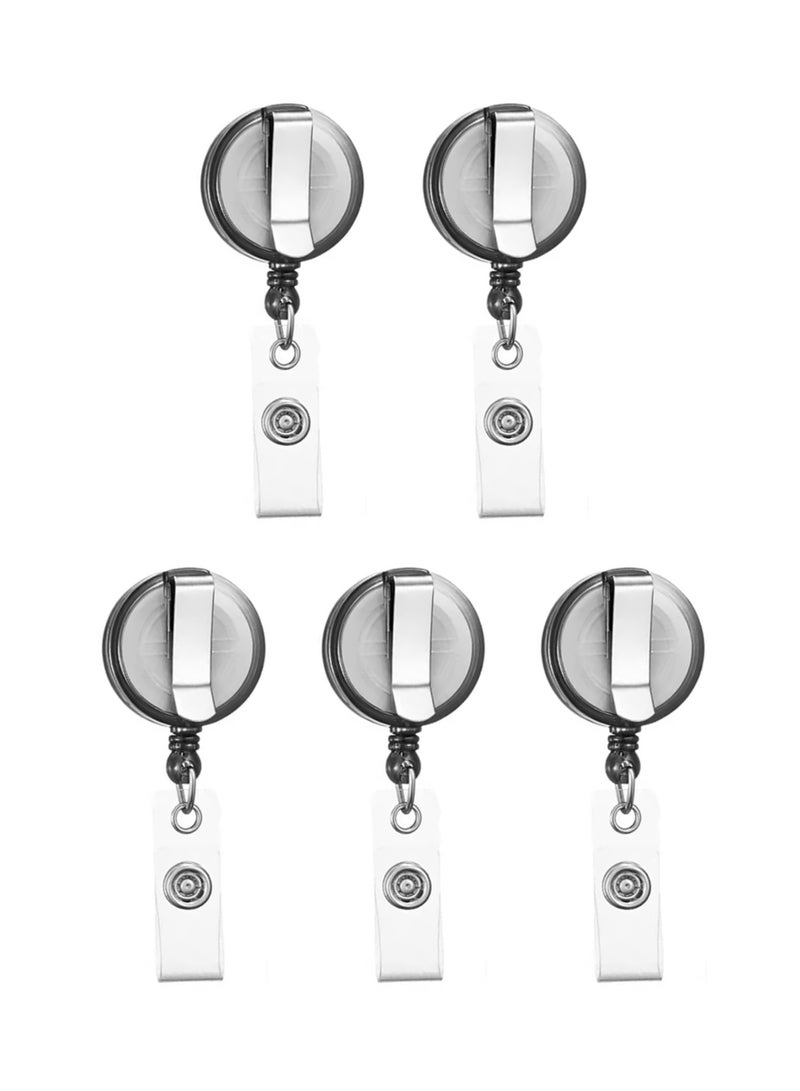 5-Piece Badge Reel For ID Cards Clear Black